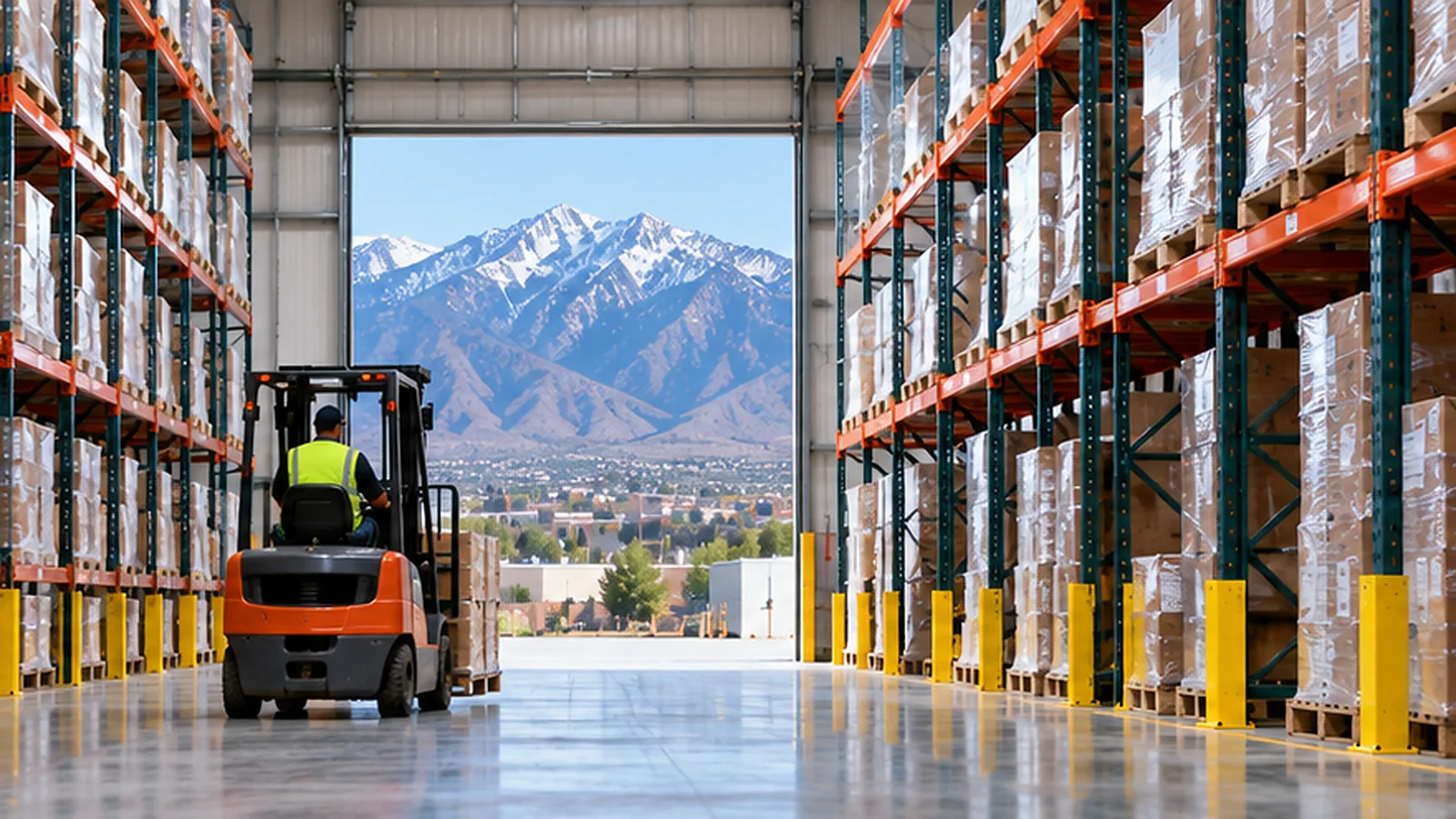 Installed pallet racking system in a Salt Lake City, Utah warehouse